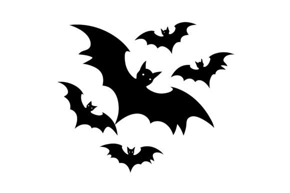 Download Group of Flying Bats Silhouette Vector - Premium Resources
