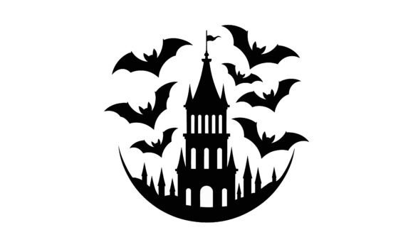 Download Halloween Castle with Bats Silhouette - Premium Resources