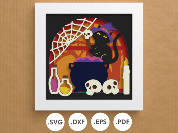Download Shadowbox Witch Cat Brewing Potion - Potion Collection