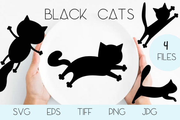 Download Black Cat Silhouette Vector SVG Handline - Black cat silhouette Collection