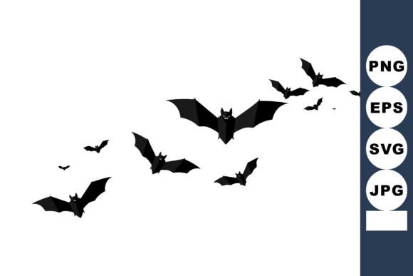 Download Flying Bats Silhouette Vector in Black O - Premium Bundle