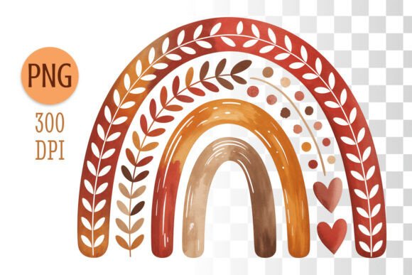 Download Fall Boho Rainbow Clipart PNG with Heart - Heart Collection