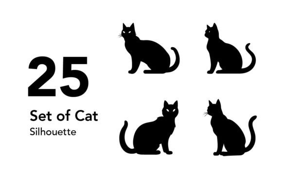 Download Set of Black Cat Silhouette - Black cat silhouette Collection
