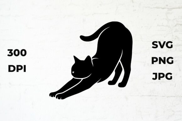 Download Black Cat Silhouette Stretching Body - Black cat silhouette Collection