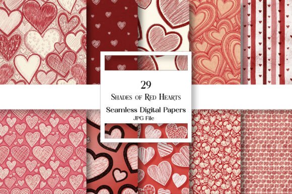 Download Shades of Red Hearts Digital Paper - Heart Collection