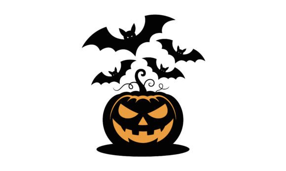 Download Halloween Pumpkin with Bats Silhouette - Premium Resources